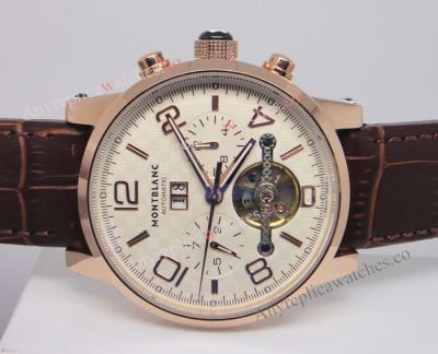 Montblanc Time Walker chronograph tourbillon Brown leather band